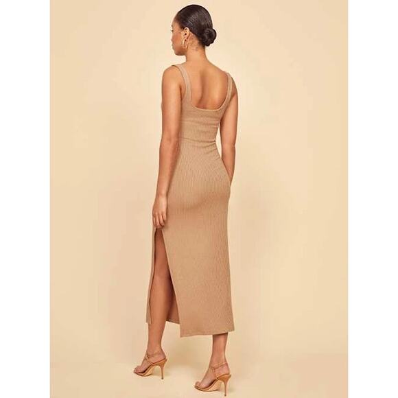 Reformation Hosby ribbed dress in tan size M - Picture 8 of 9